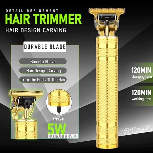 LQT Professional Cordless Hair Clippers Zero-Gap Blade USB-Charge LED