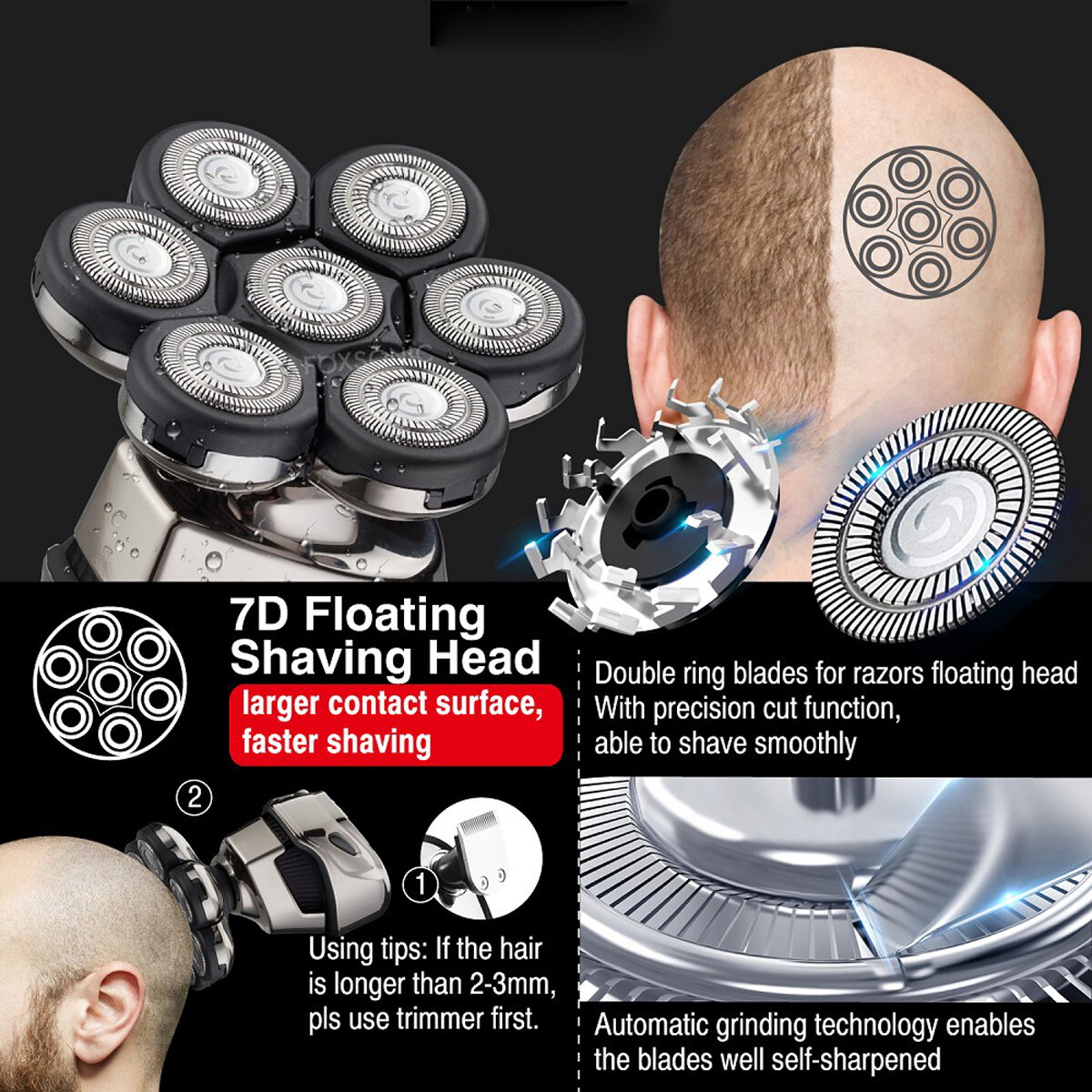 Men’s Razor Rotary Waterproof Electric Shaver Pop-Up Trimmer Wet Dry Cordless US