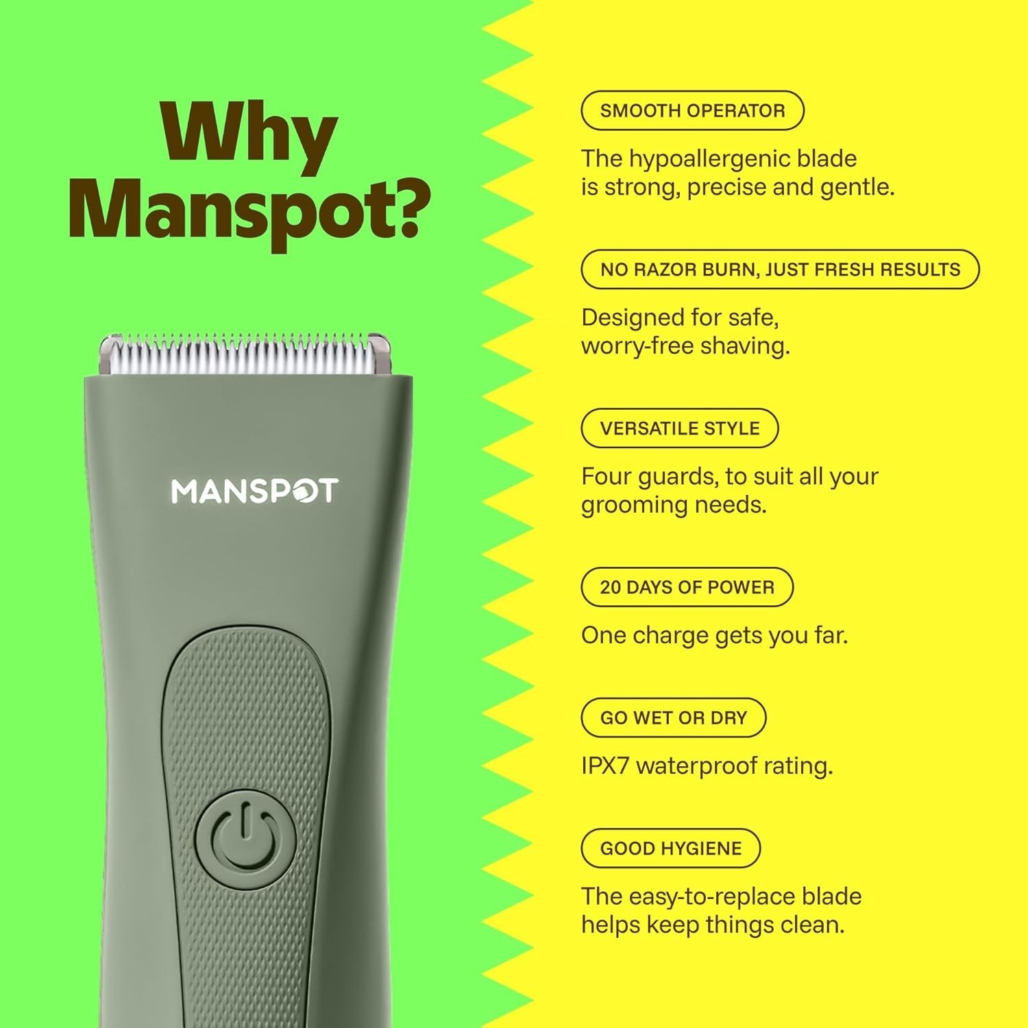 MANSPOT Manscape Hair Finishing Trimmers, Pubic Hair Trimmer for Men and Women,