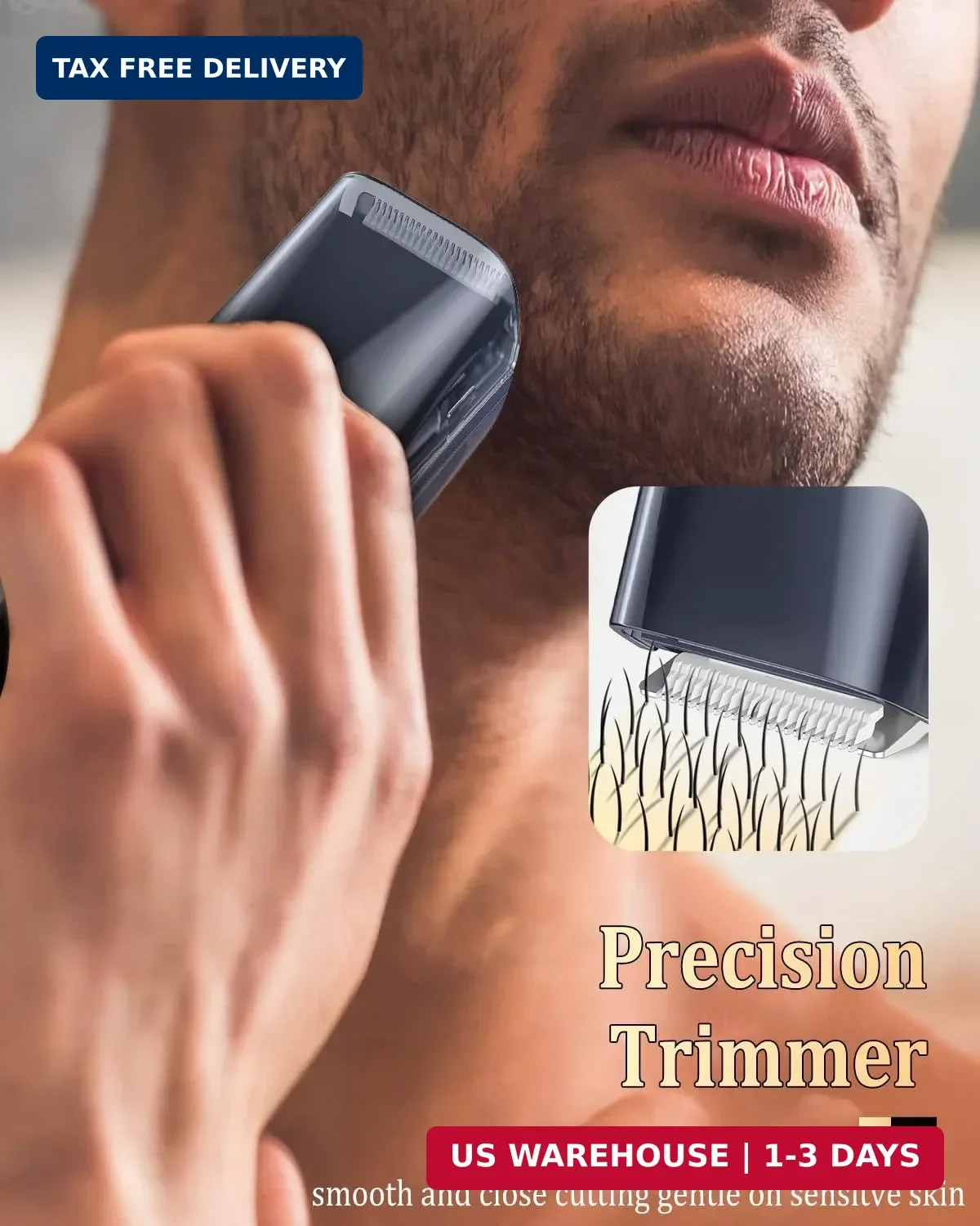 Vaccum Beard Trimmer for Men USB-C Rechargeable,Beard Trimmers with 2 Comb | Ele