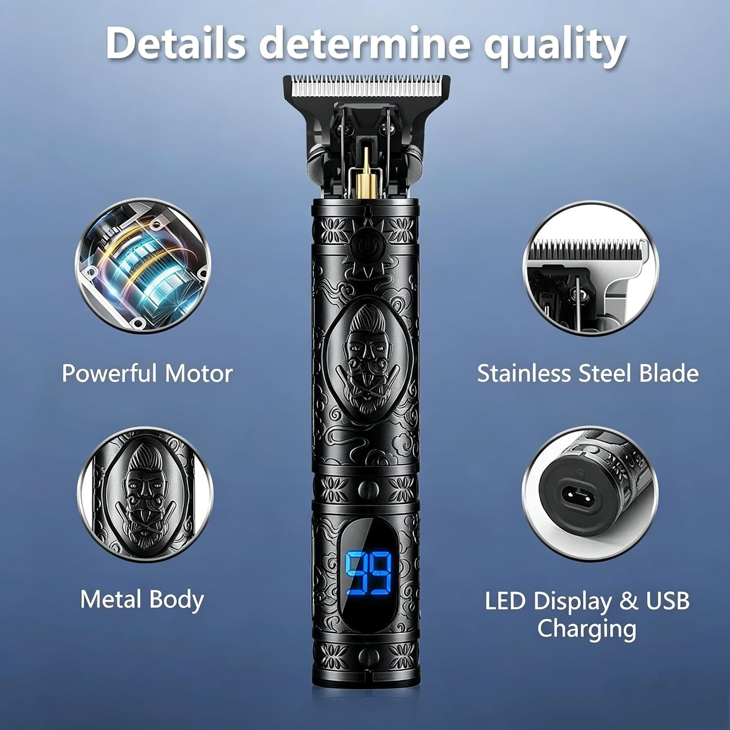 Beard Trimmer, Cordless T-Blade Hair Clippers, Ultra Portable | Edgers Trimmer,1