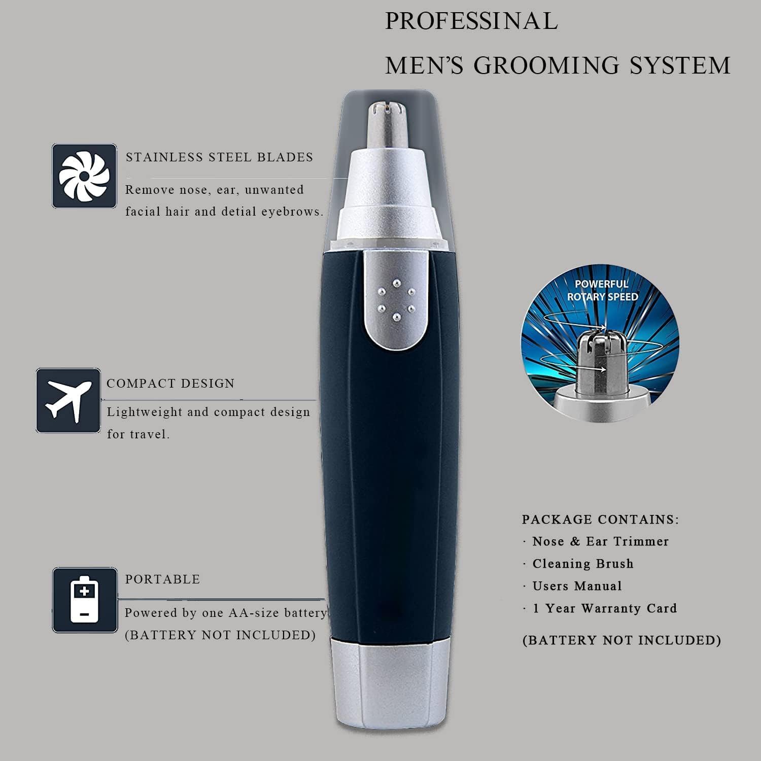 Electric Nose Hair Trimmer Shaver Ear Face Eyebrow Mustache Beard Shaver Clipper