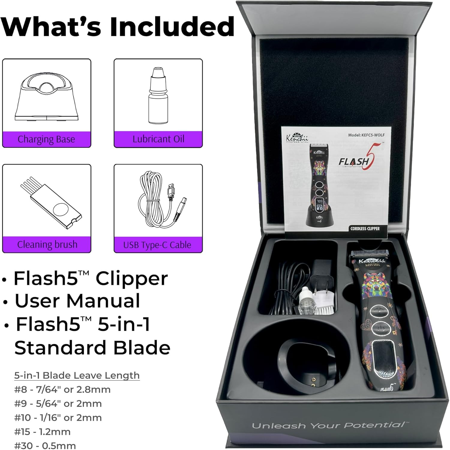 Flash 5 Wolf Limited Edition – 5-In-1 Digital Cordless Clipper – Precision Pet G