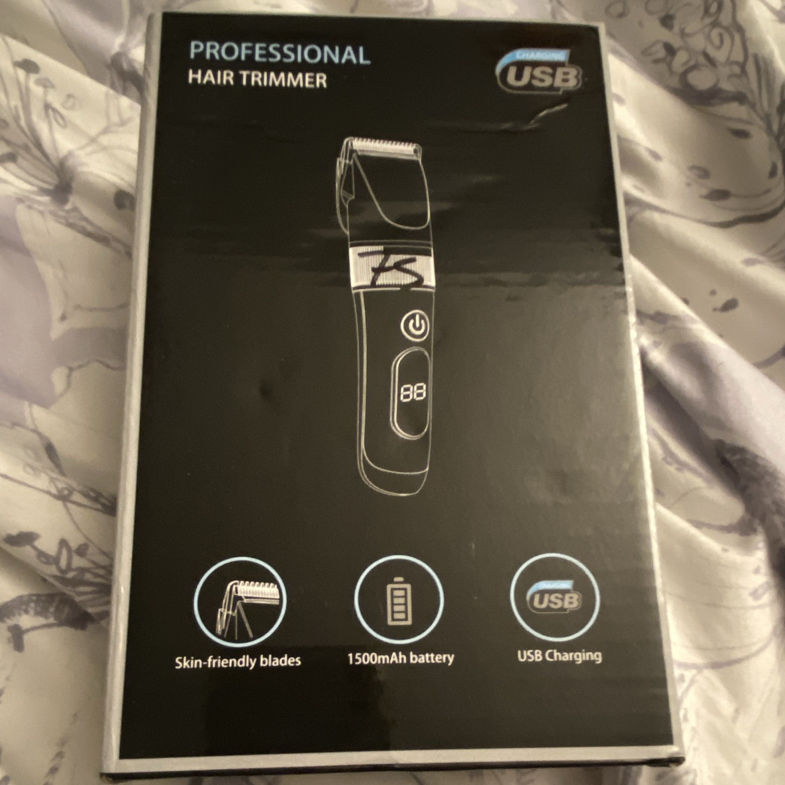 USB Charging Cordless Rechargeable Hair Trimmer, Black, 1 Head, Unisex