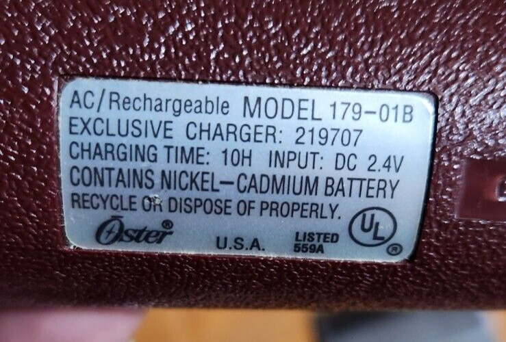 Oster Professional Fast Feed Black Cordless Lithium Ion 90 Minutes 179-01B