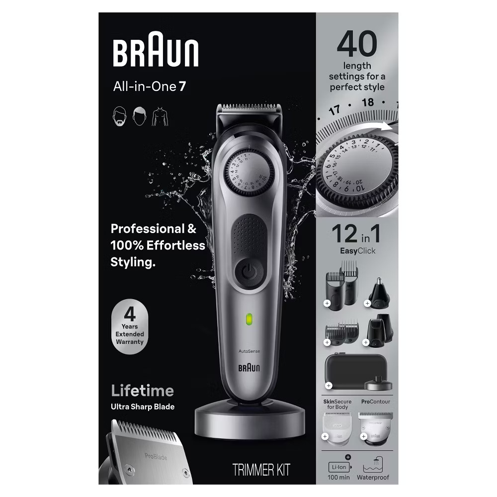 Braun Series 7 AiO7440 Rechargeable 12-in-1 Body, Beard & Hair Trimmer
