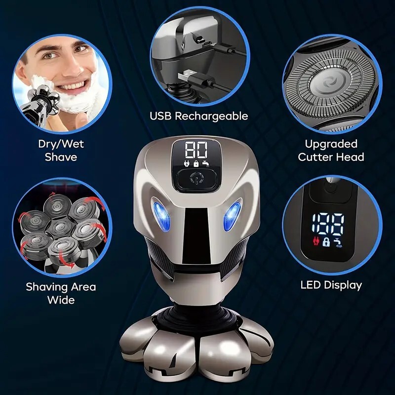 Cordless Electric Hair Remover Shavers Bald Head Razor Smooth Skull Cord Wet Dry