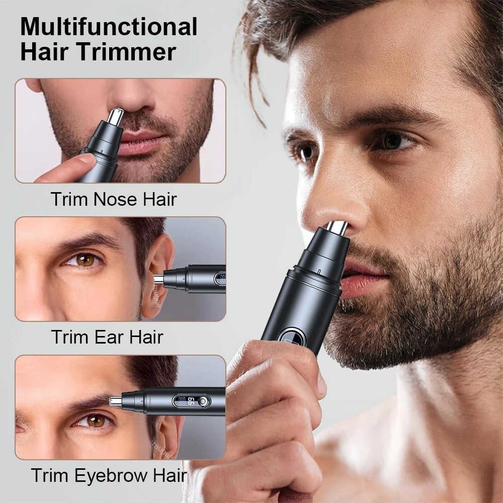 Portable Nose & Ear Hair Trimmer Electric Facial Hair Clipper for Men & Women