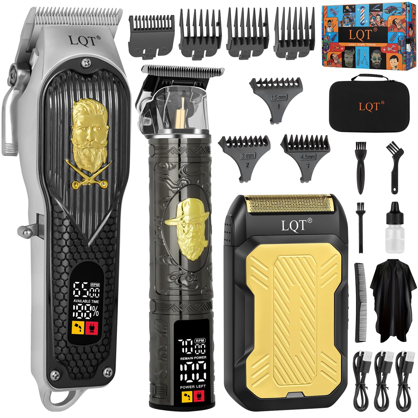 Professional Hair Clippers for Men, Cordless Barber Clippers with Precision T…
