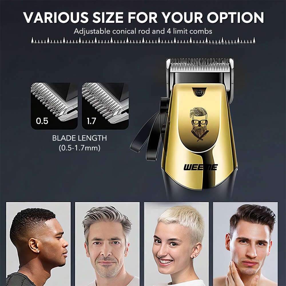 Professional Hair Clipper Trimmer Set Mens Cordless Hair Cutter USB Barbers Kit