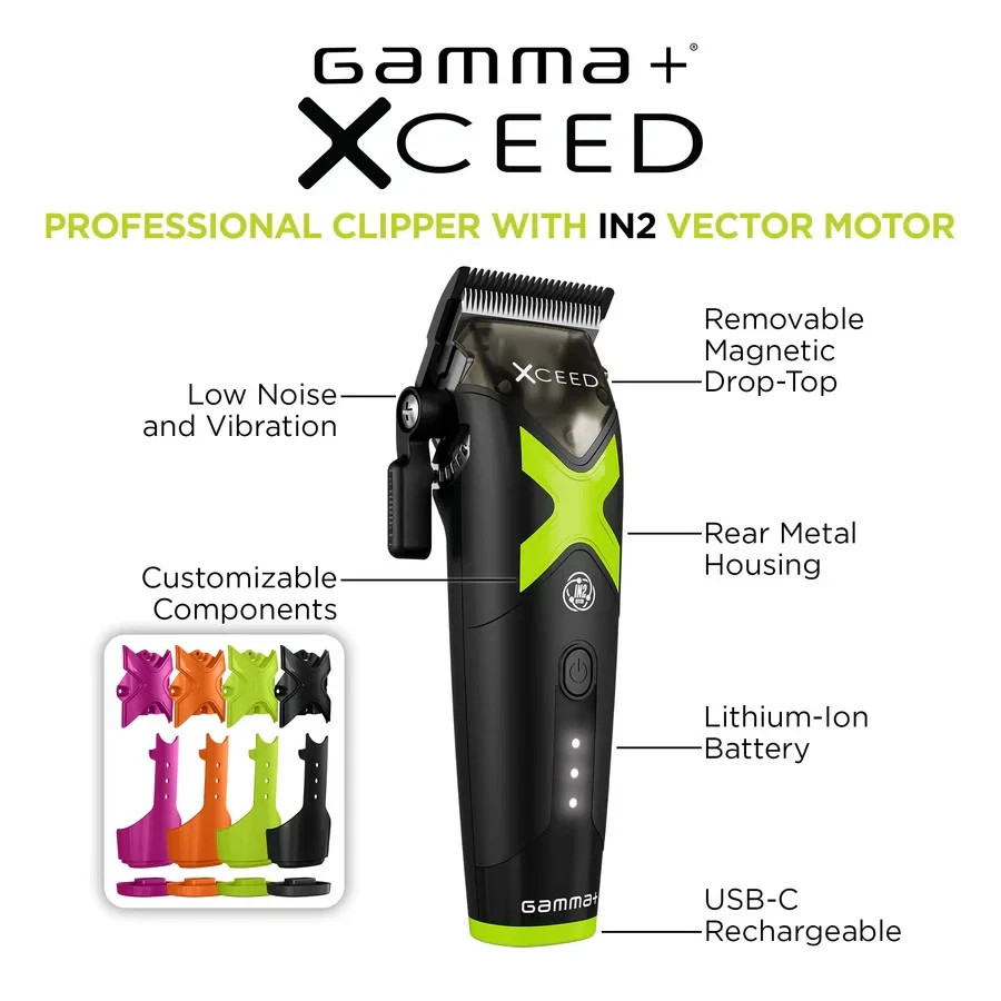 Gamma XCEED IN2 Vector Motor Cordless Clipper + Trimmer + Shaver | SET