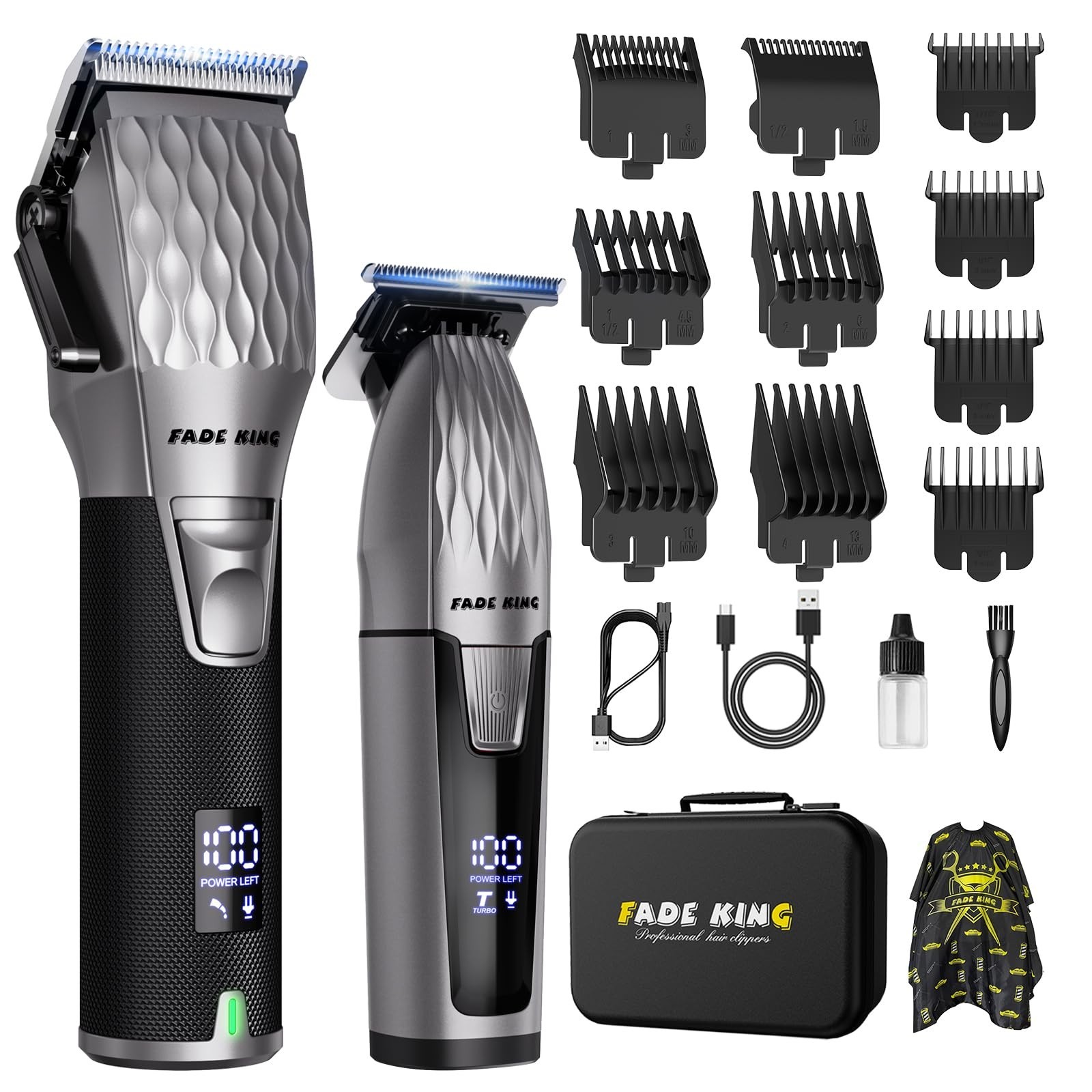 Professional Hair Clippers for Men, Cordless Beard Trimmer Kit, Zero-Gap Barber
