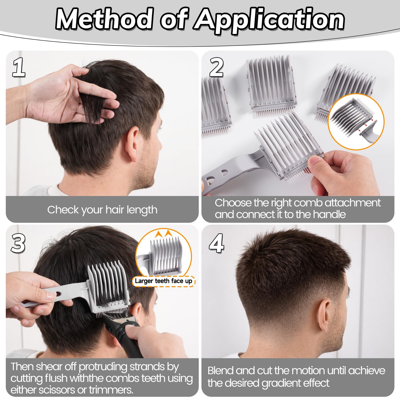 Blend Friend 4-In-1 Detachable Fade Comb Set, 4 Different Size Barber Fade Co..