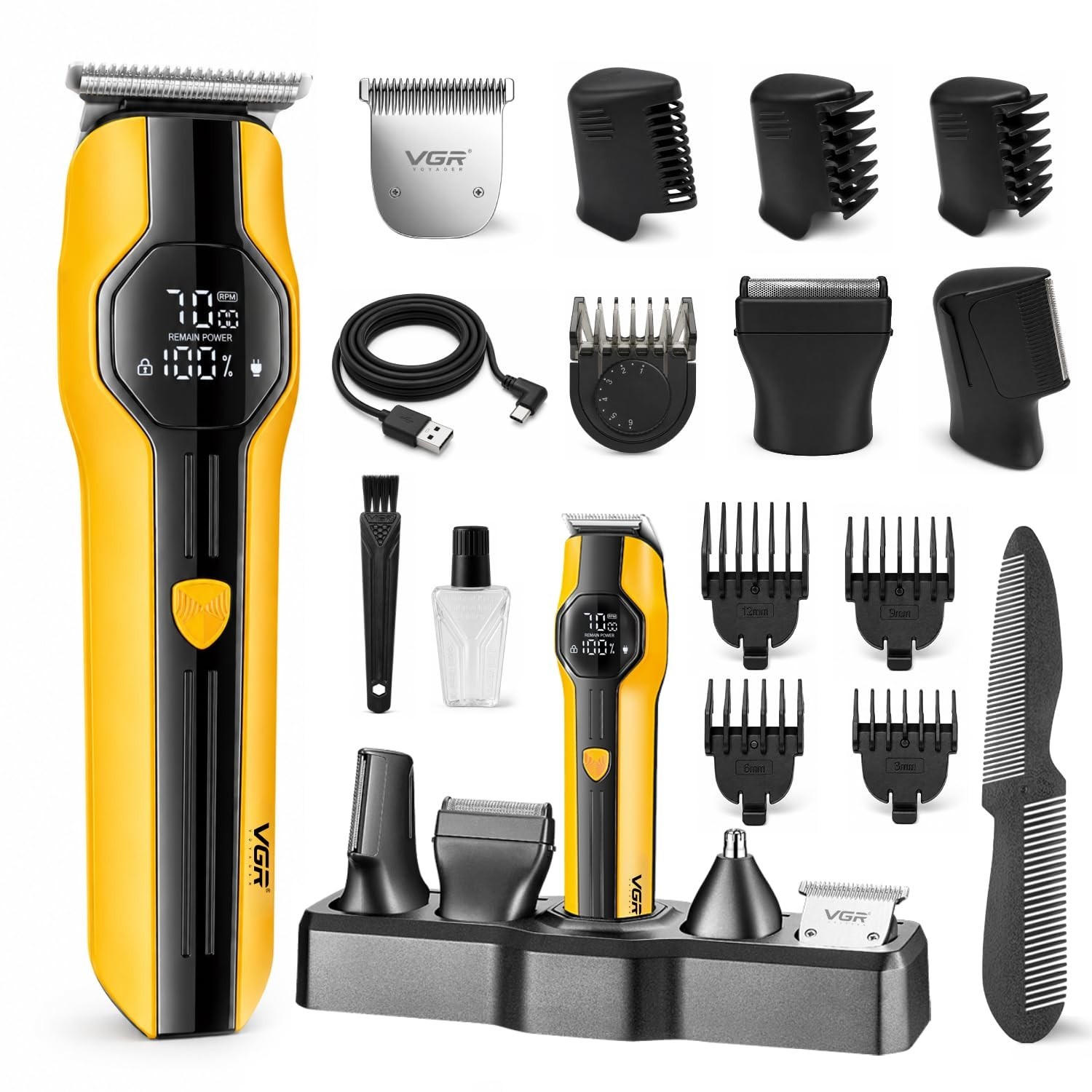 VGR V-173 Professional 6-in-1 Grooming Kit Trimmer for Men Yellow/ FREE SHIPPING