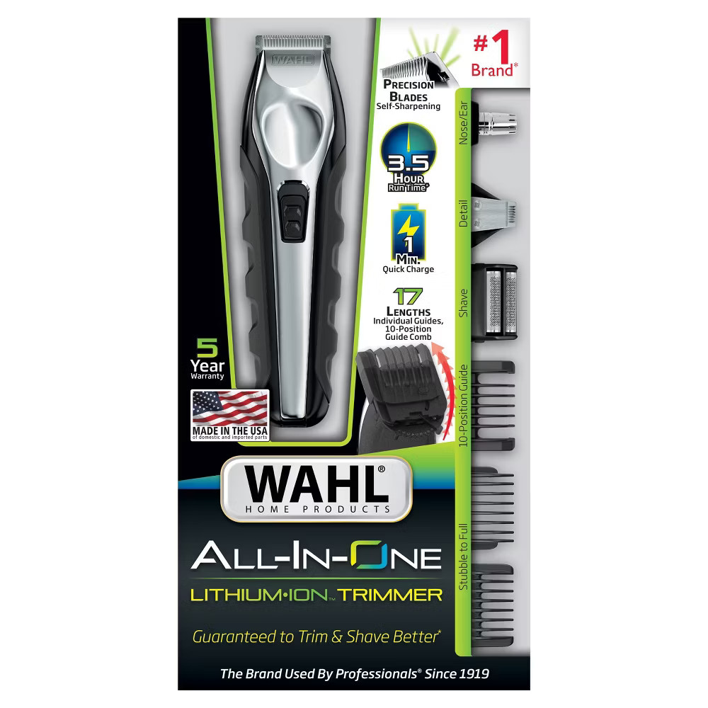 Wahl Lithium Ion All In One Cordless Rechargeable Electric Beard Trimmer Shaver