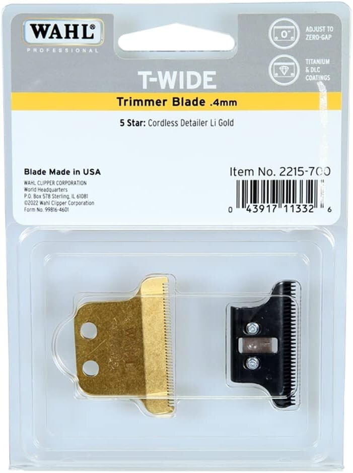 Wahl Detailer Li Gold Replacement T-Wide Blade Titanium DLC #2215-700