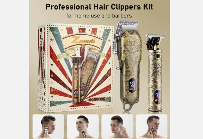 Hair Clipper and Trimmer Set Barber Clippers Set for Men, Professional Kit Beard