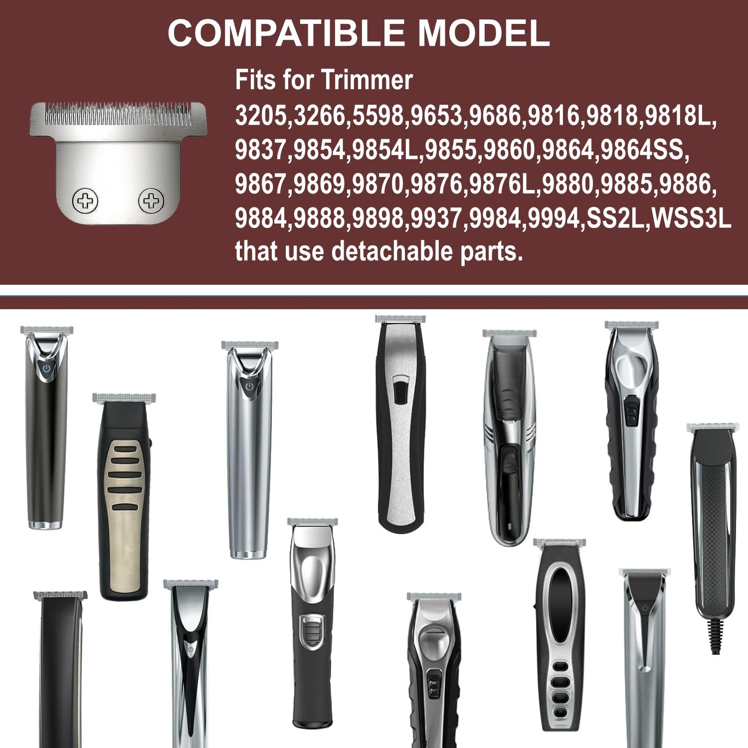 2Pcs Detachable Replacement Blade for Wahl Trimmers Stainless Steel 30mm & 40mm