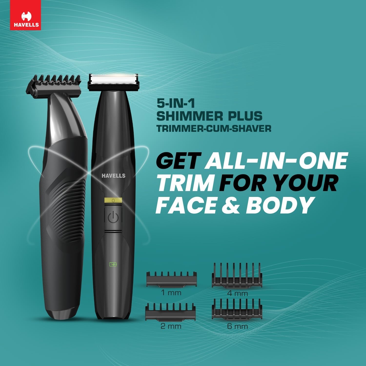 Havells ST8000 Shimmer plus 5 in 1 Dual-Blade Shaver cum Trimmer 4 Trimming Comb