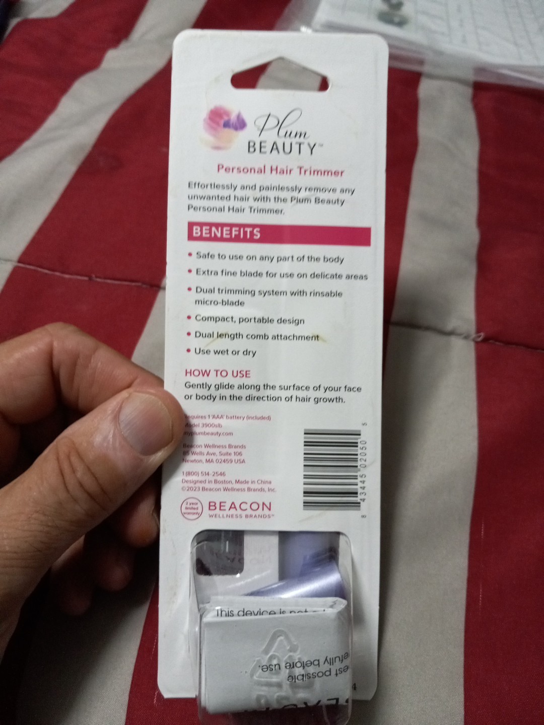Clio Plum Beauty Personal Hair Trimmer Painless Facial Hair Remover Wet & Dry