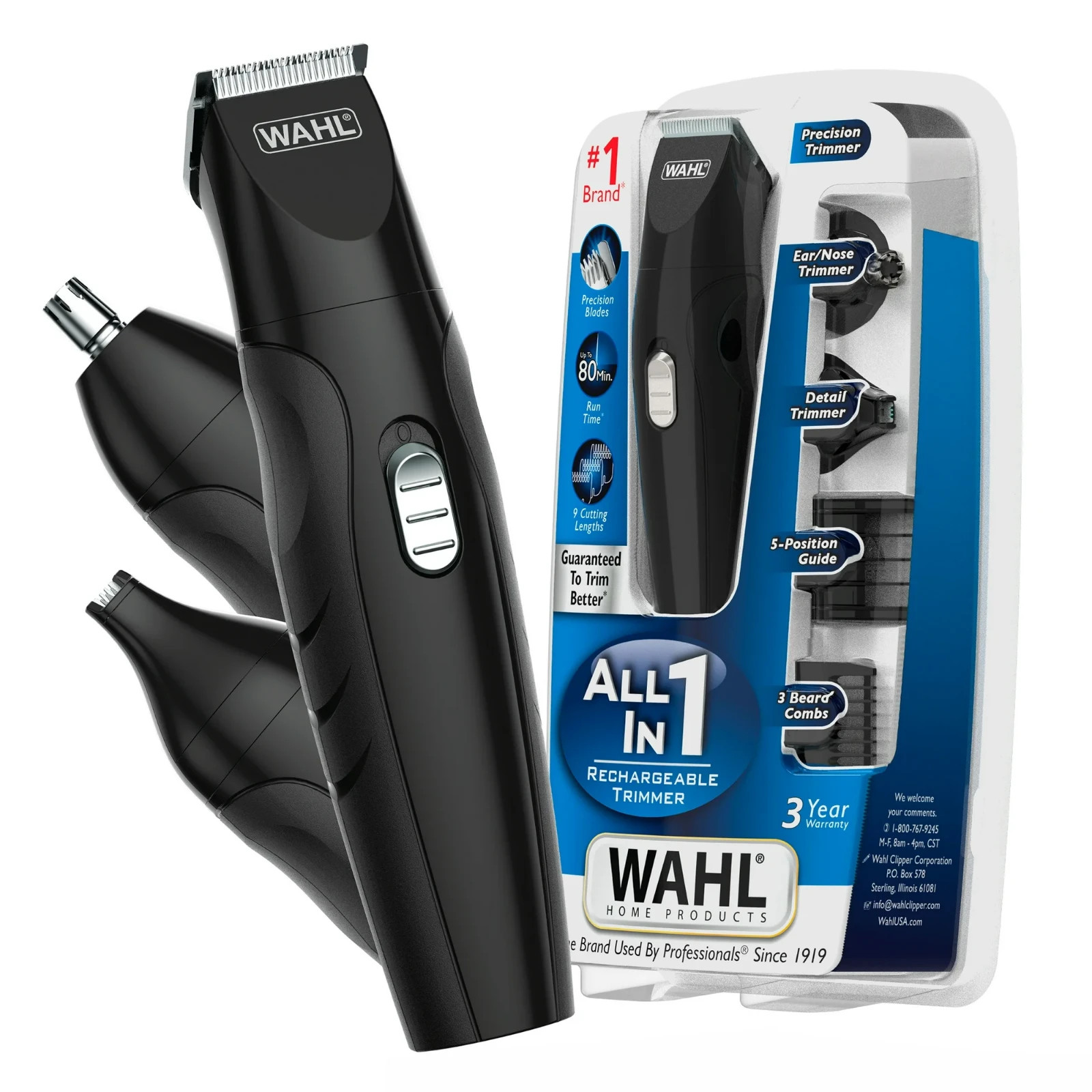 Wahl All in One Cordless Electric Trimmer for Men Beard Mustache Nose Hair free