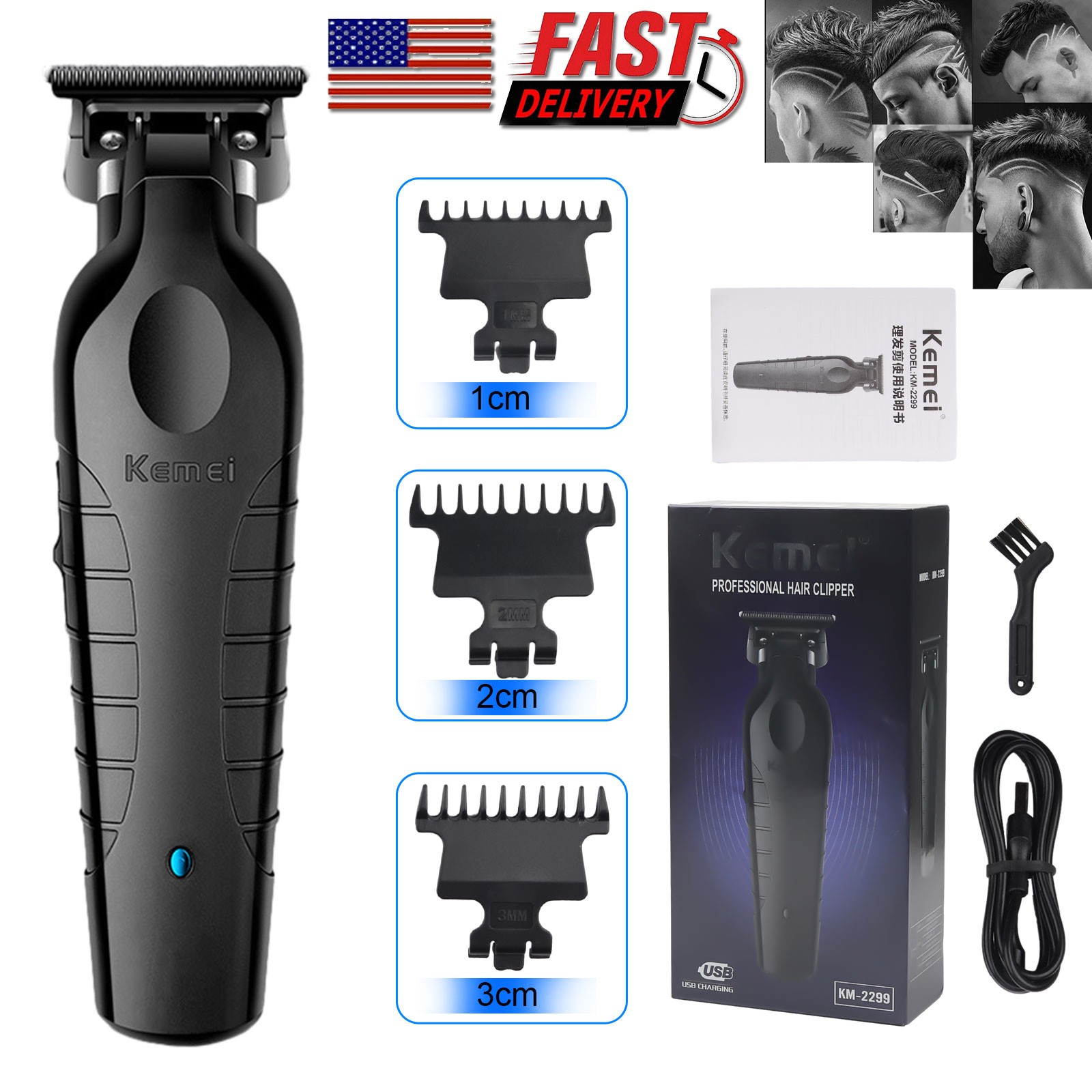 Kemei 2299 Cordless Electric Hair Trimmer Clipper Professional Cutting Machine