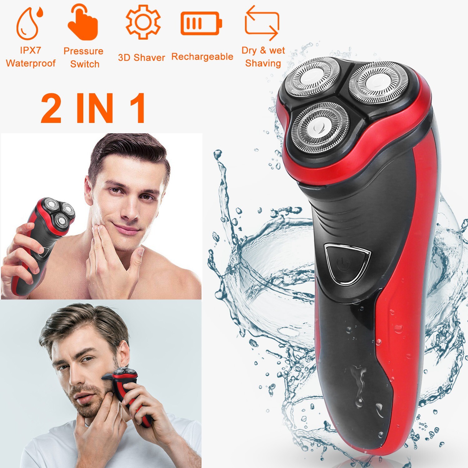 Men’s Electric Beard Shaver Trimmer Razor Rechargeable Hair Shaving Machine USB