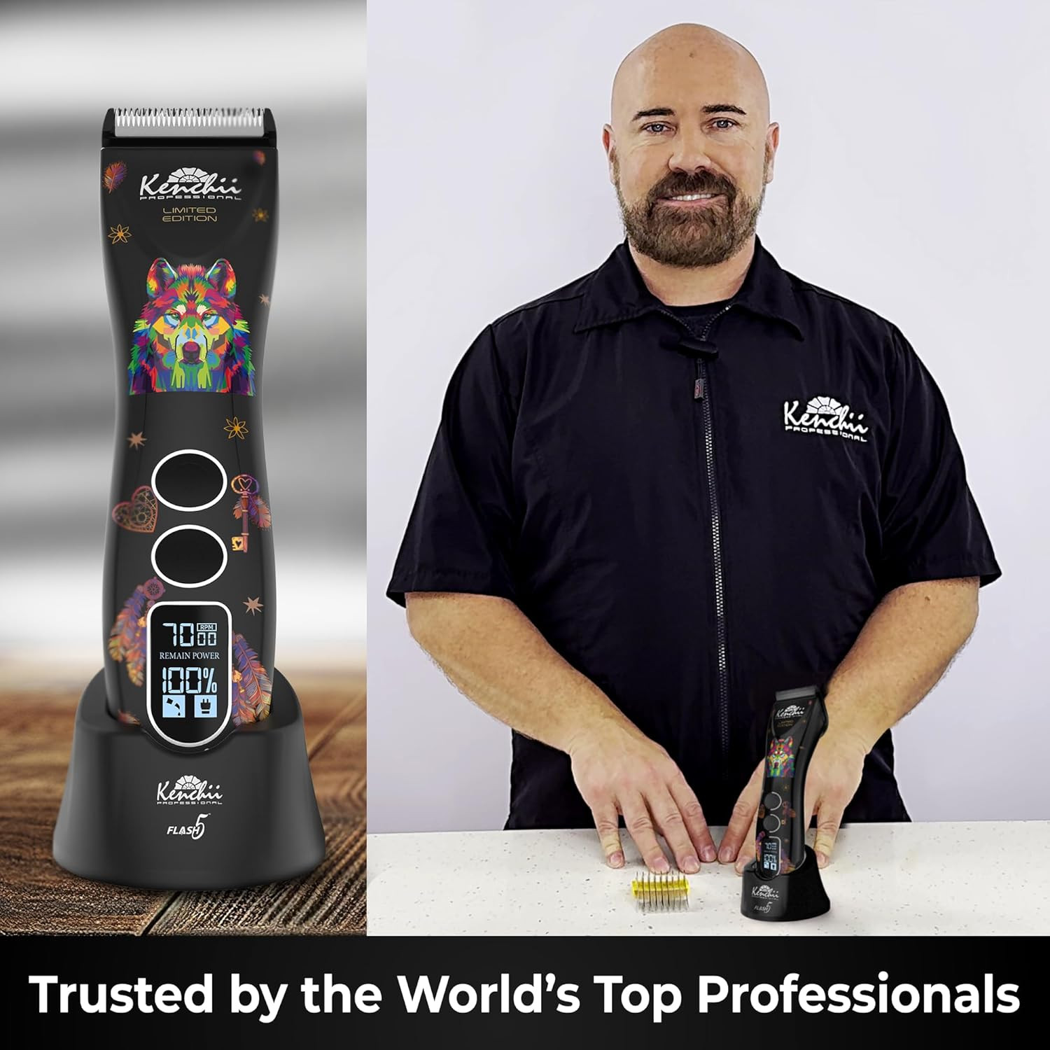 Flash 5 Wolf Limited Edition – 5-In-1 Digital Cordless Clipper – Precision Pet G