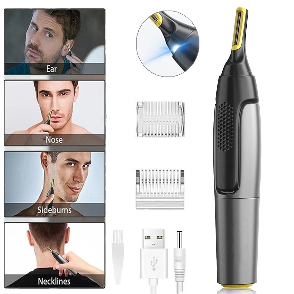 Nose Face Neck Eyebrow Hair Shaver Mustache Beard Trimmer Clippers Rechargeable