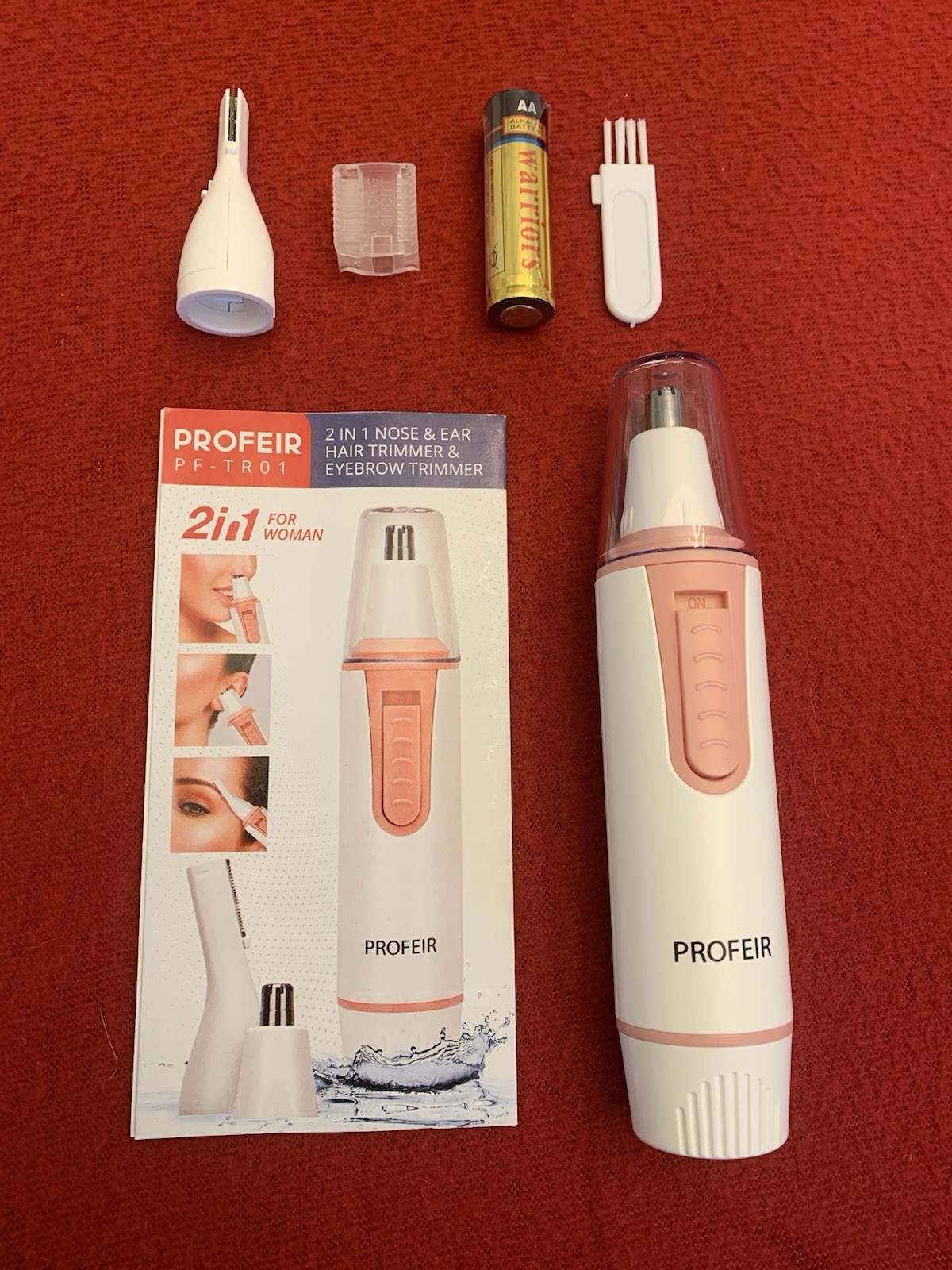 PROFEIR 2-In-1 Nose Ear Brow Hair Battery Powered Precision Trimmer PF-TR01 #p59
