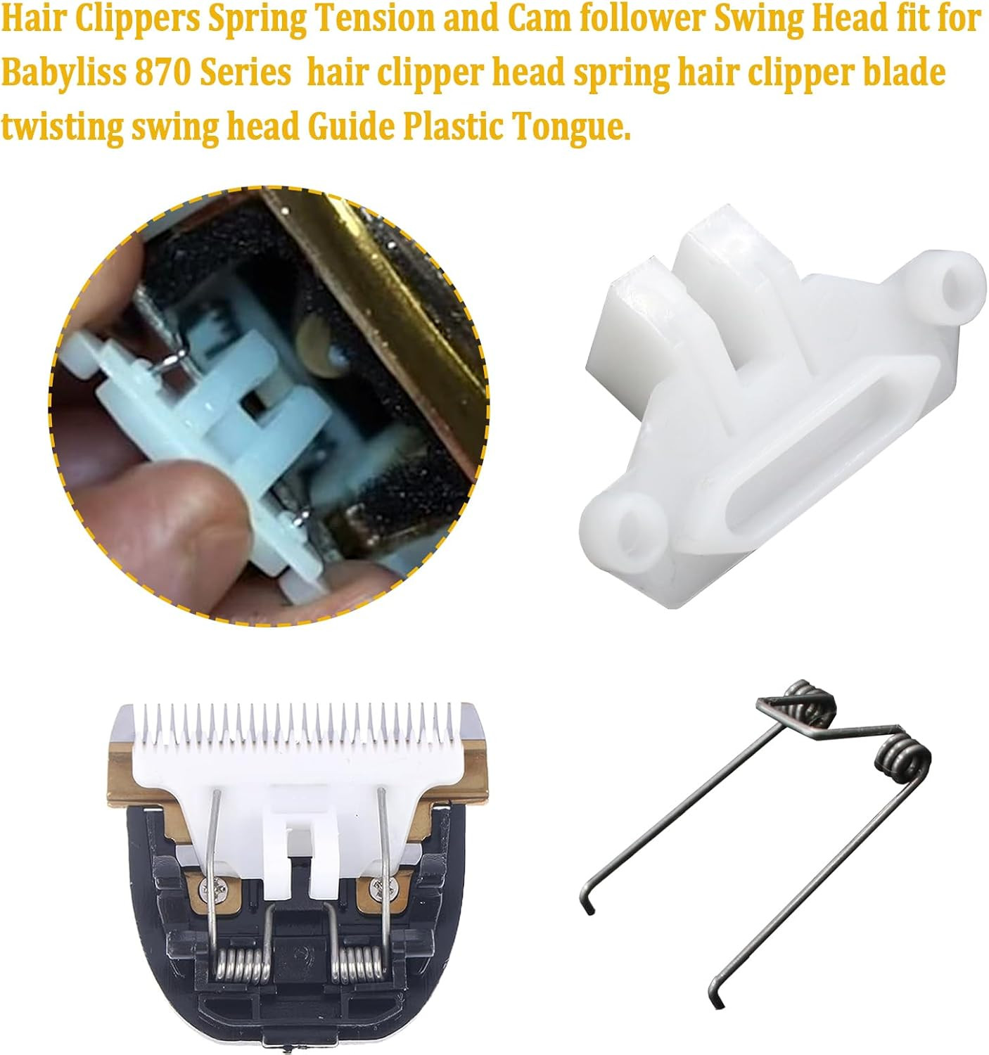 Hair Clippers Spring Tension and Cam Follower Swing Head Fit for Babyliss 870 Se