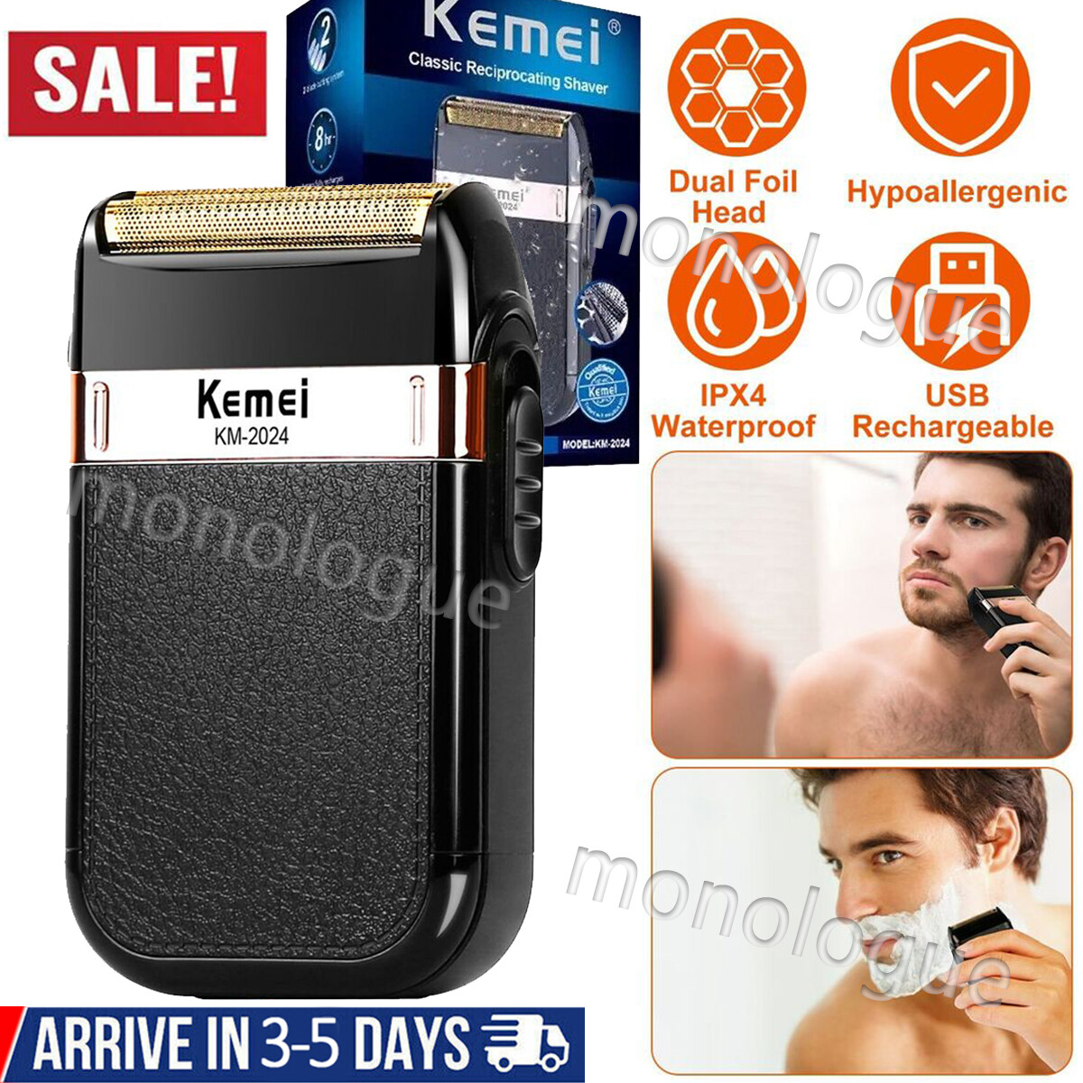 Men’s USB Electric Shaver Trimmer Razor Rechargeable Hair Beard Shaving Machine