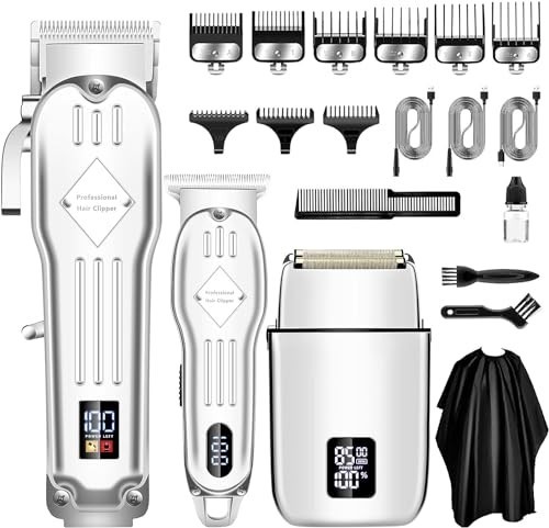 SUNNOW Men’s Cordless Hair Clippers, Beard Trimmer & Foil Shaver Kit, Waterproof
