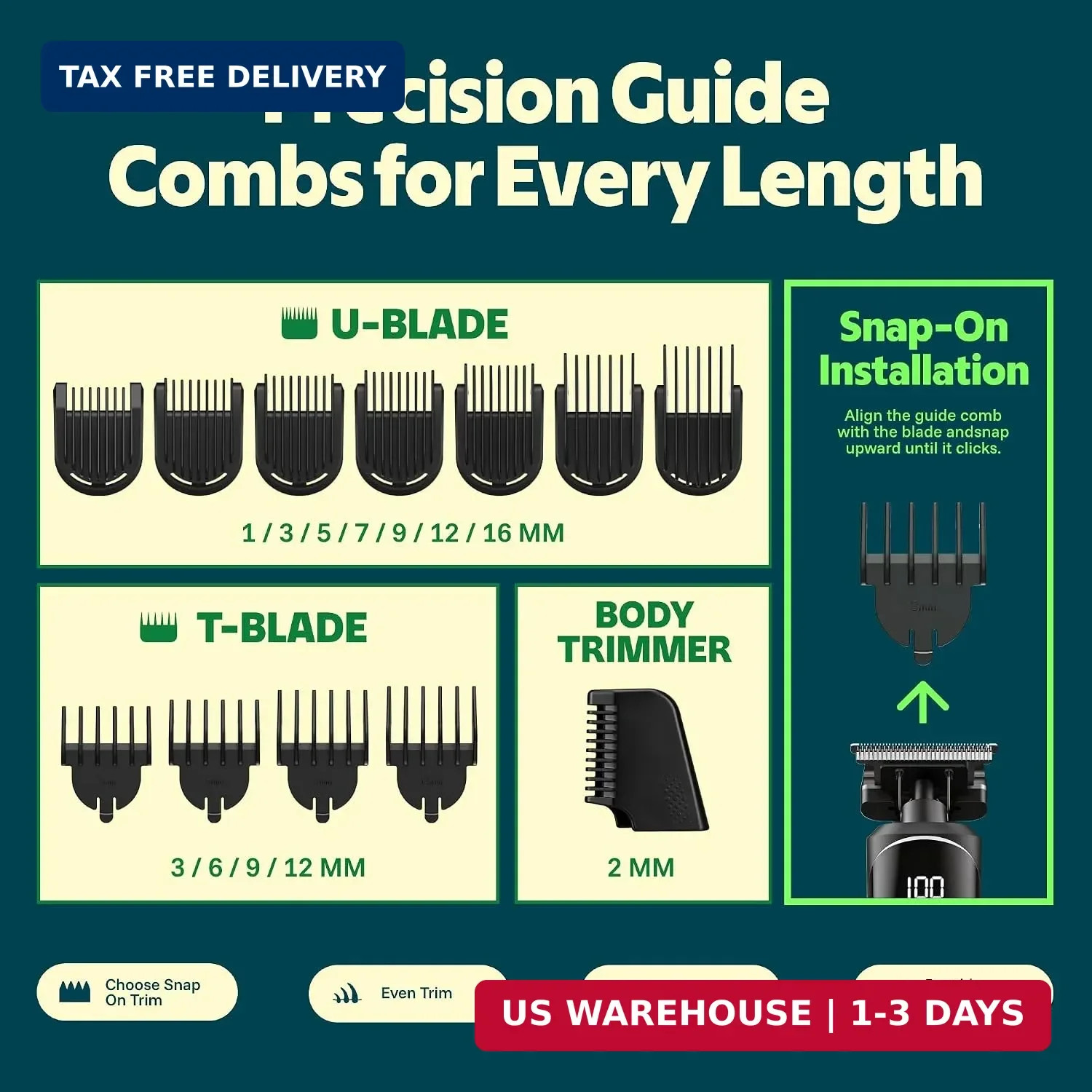 All-in-One Beard Trimmer for Men, Electric Shaver & Grooming Kit | 6 Precision H