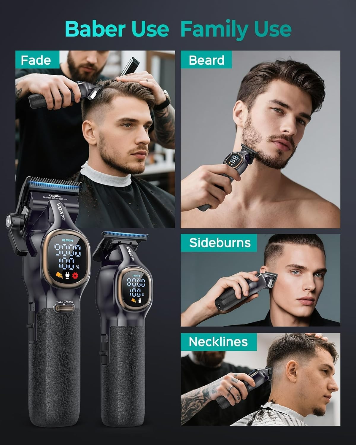 Professional Hair Clippers for Men, Professional Barber Clippers and Trimmer Set
