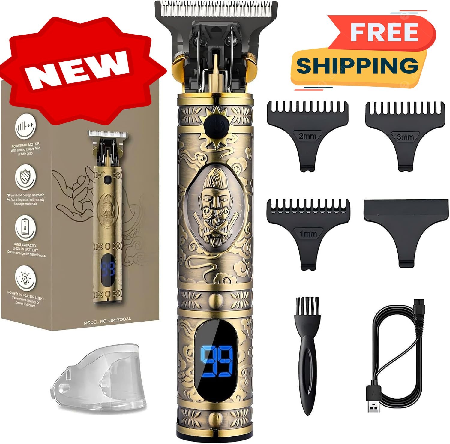 Cortapelos profesional para hombre, inalámbrico, kit profesional de corte y cuid