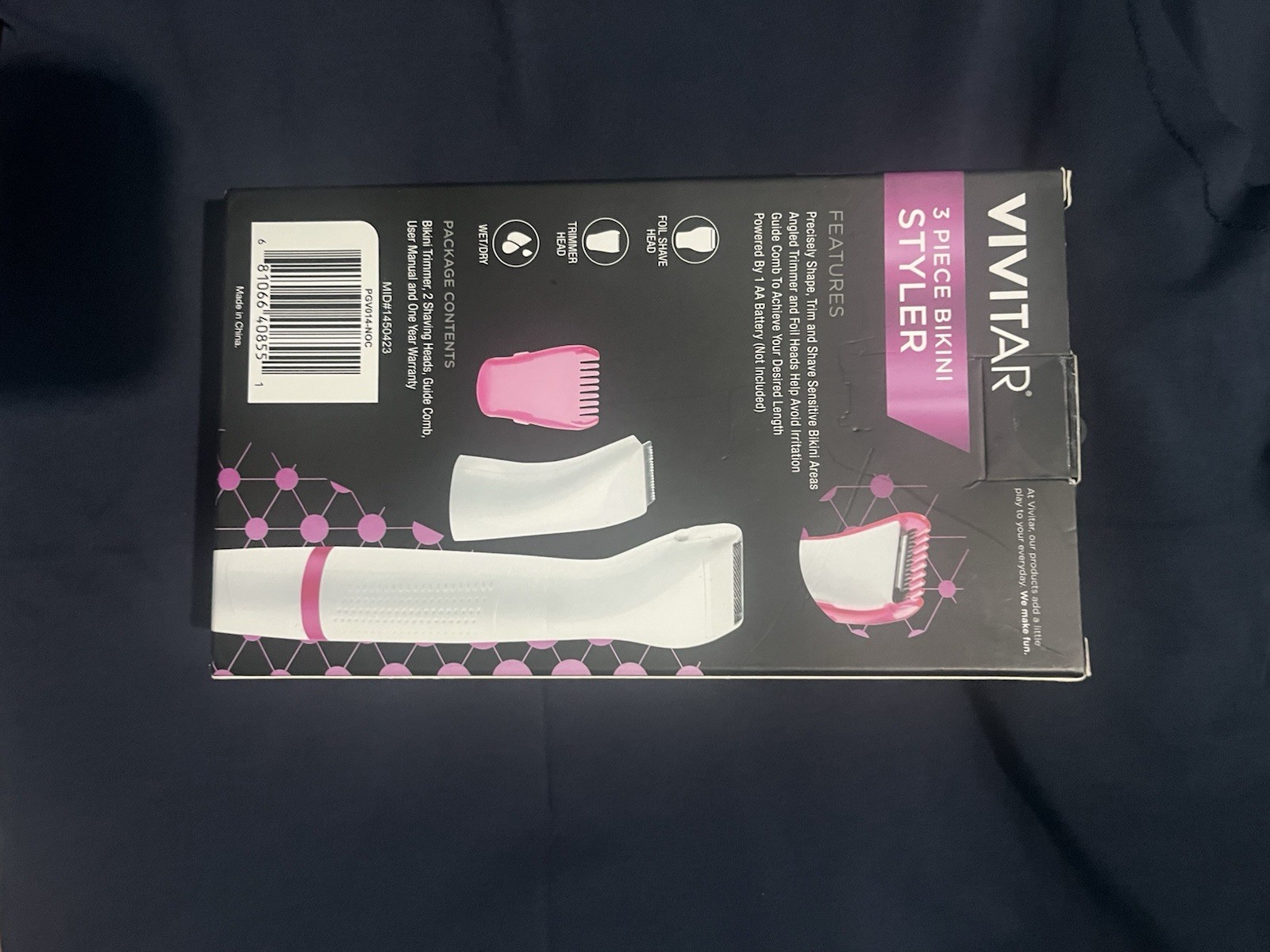 Vivitar Silky Smooth Bikini Trimmer Wet/Dry Battery 3-Heads Foil Head