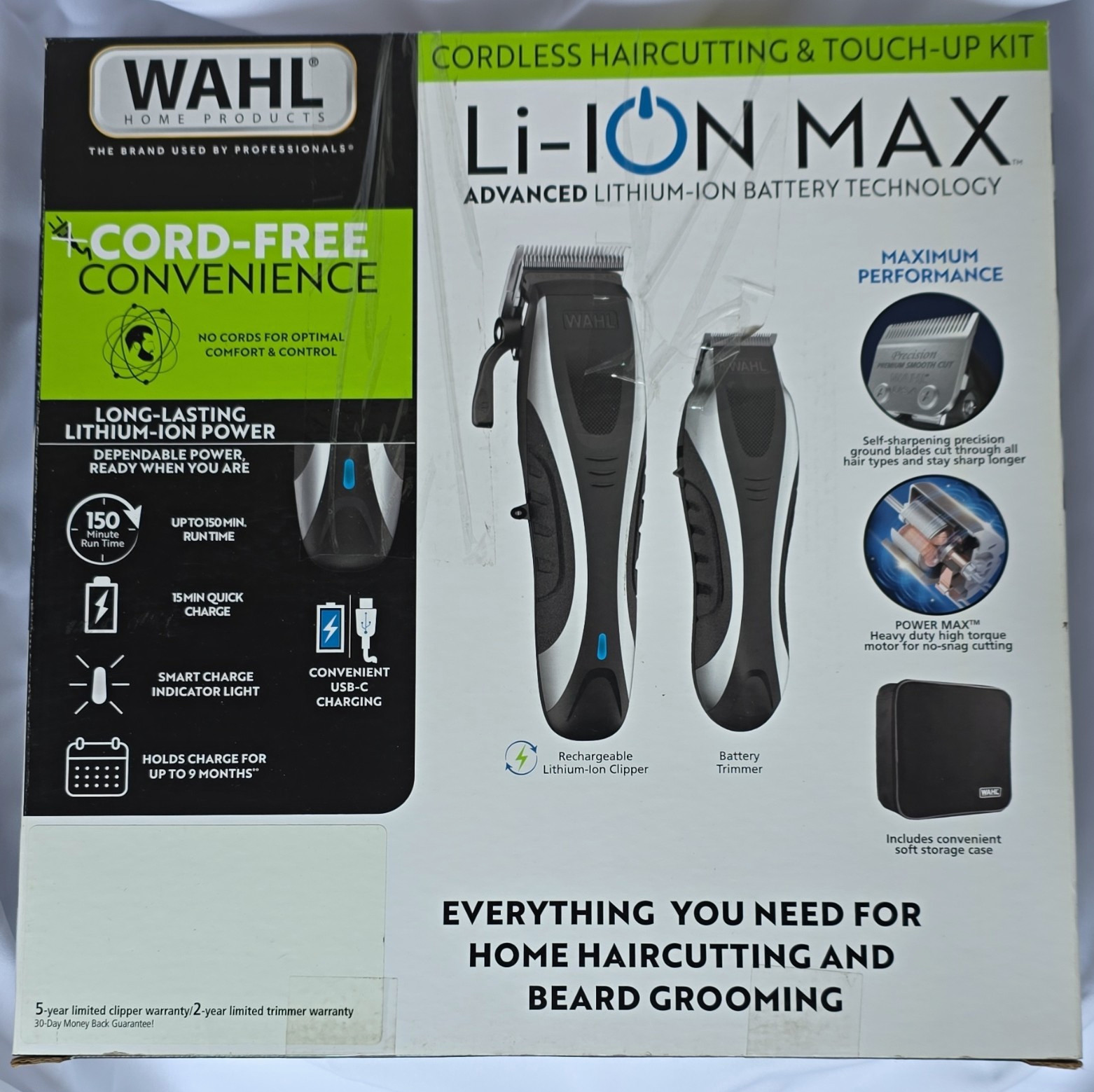 Wahl Li-Ion Max Cordless Haircutting Kit USB Charge, Storage Case, 2 Heads