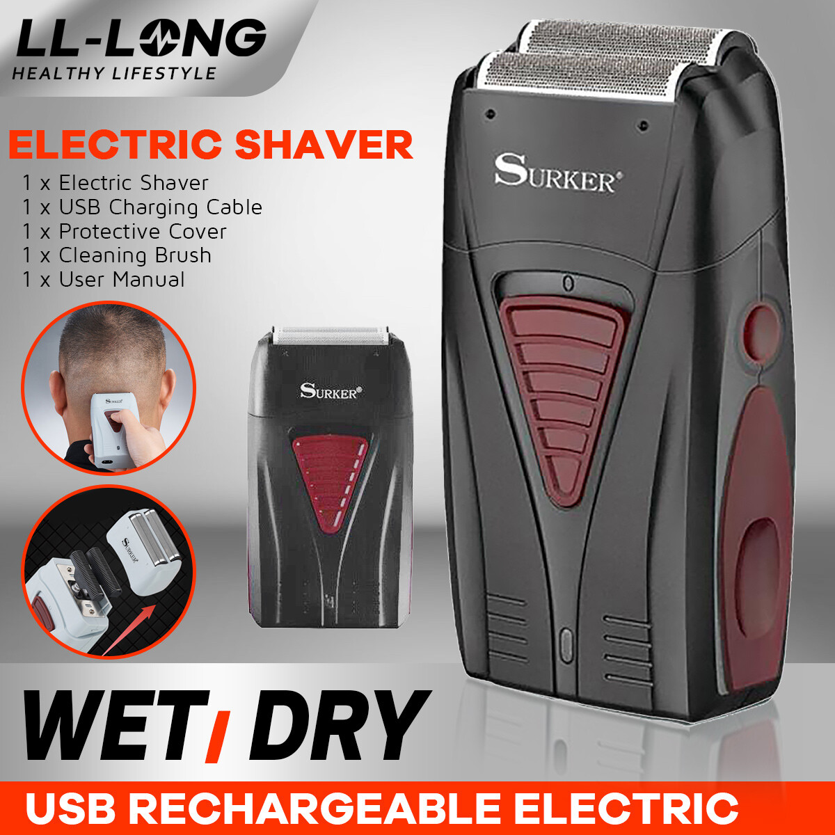 Men Electric Shaver Trimmer Razor USB Rechargeable Hair Beard Shaving Machine US