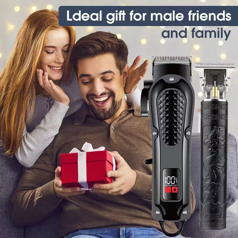 Professional Men Hair Clippers &Barber Clippers and Trimmer Set USB Rechargeable