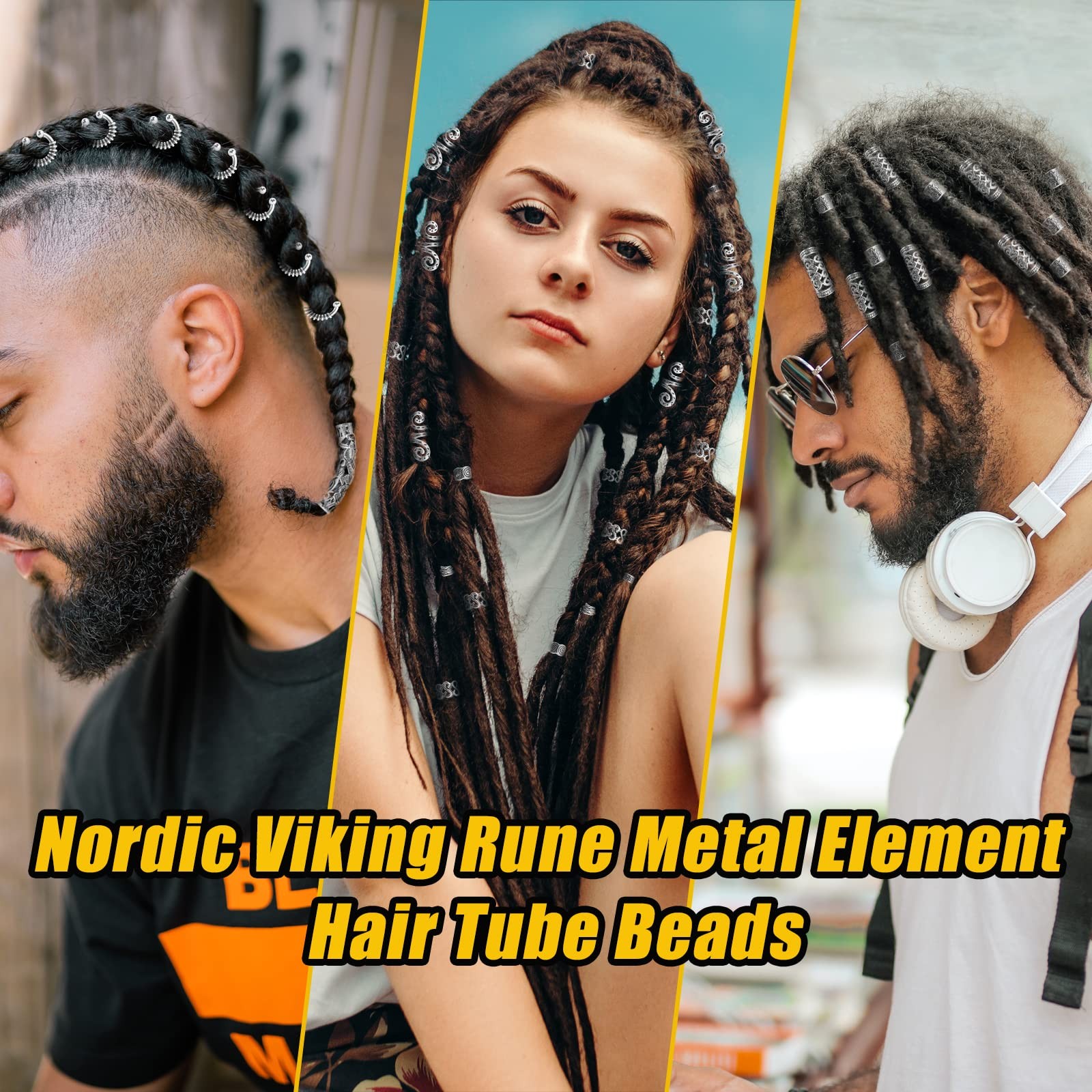152PCS Vikings Hair Jewelry Norse Runes Tube 8.5 x 0.62 x 4.8 inches, Silver