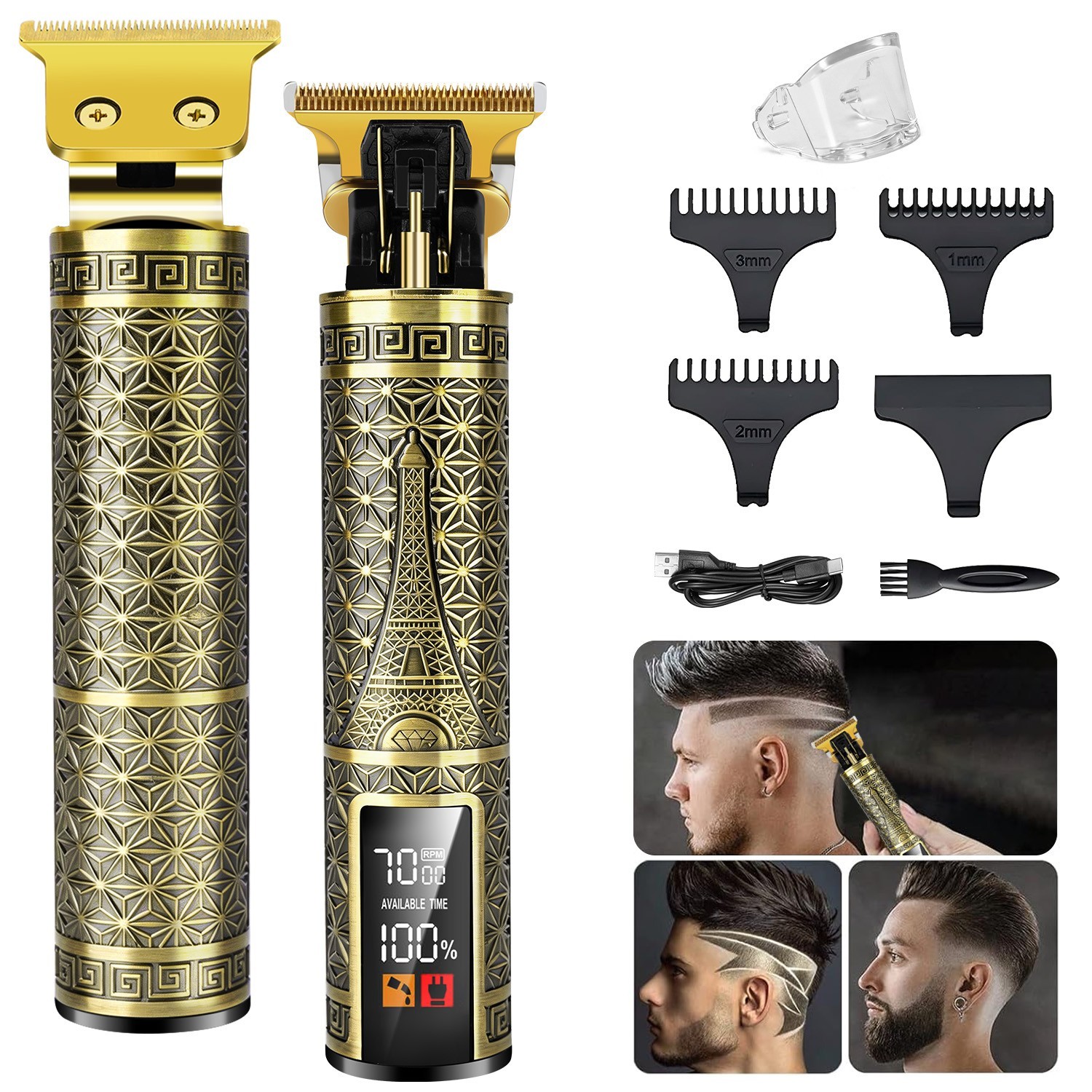 Hair Clippers for Men Cordless Professional Beard Trimmers with LCD Display