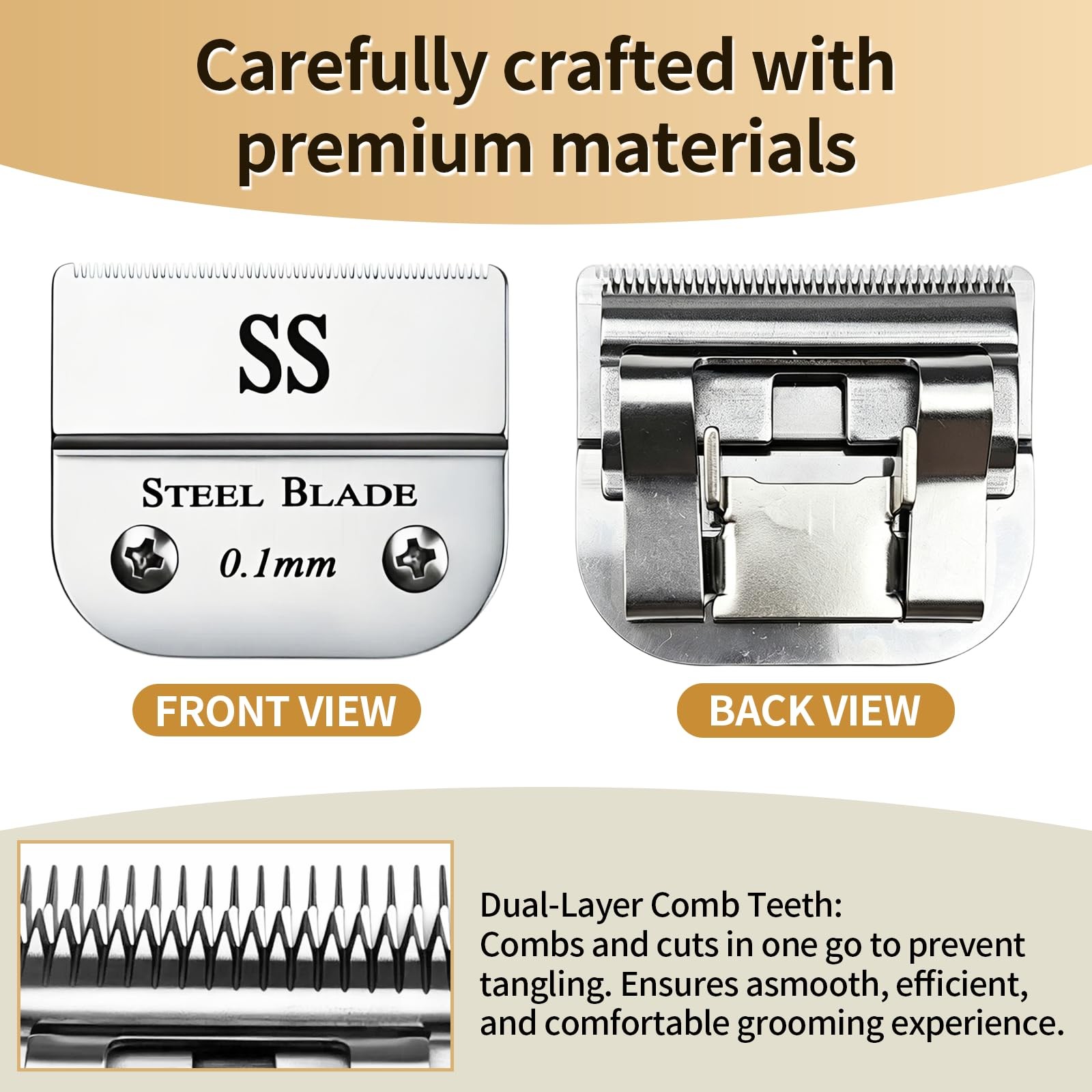 Silver SS Ceramic Clipper Blade Compatible with Andis/Oster A5, 1 Pack