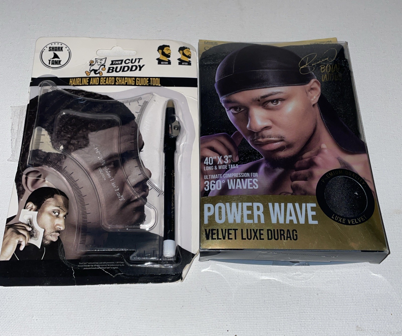 Lot Of 1 Cut Buddy Hairline & Beard Shaping Tool + Pencil + 1 Velvet Luxe Durag