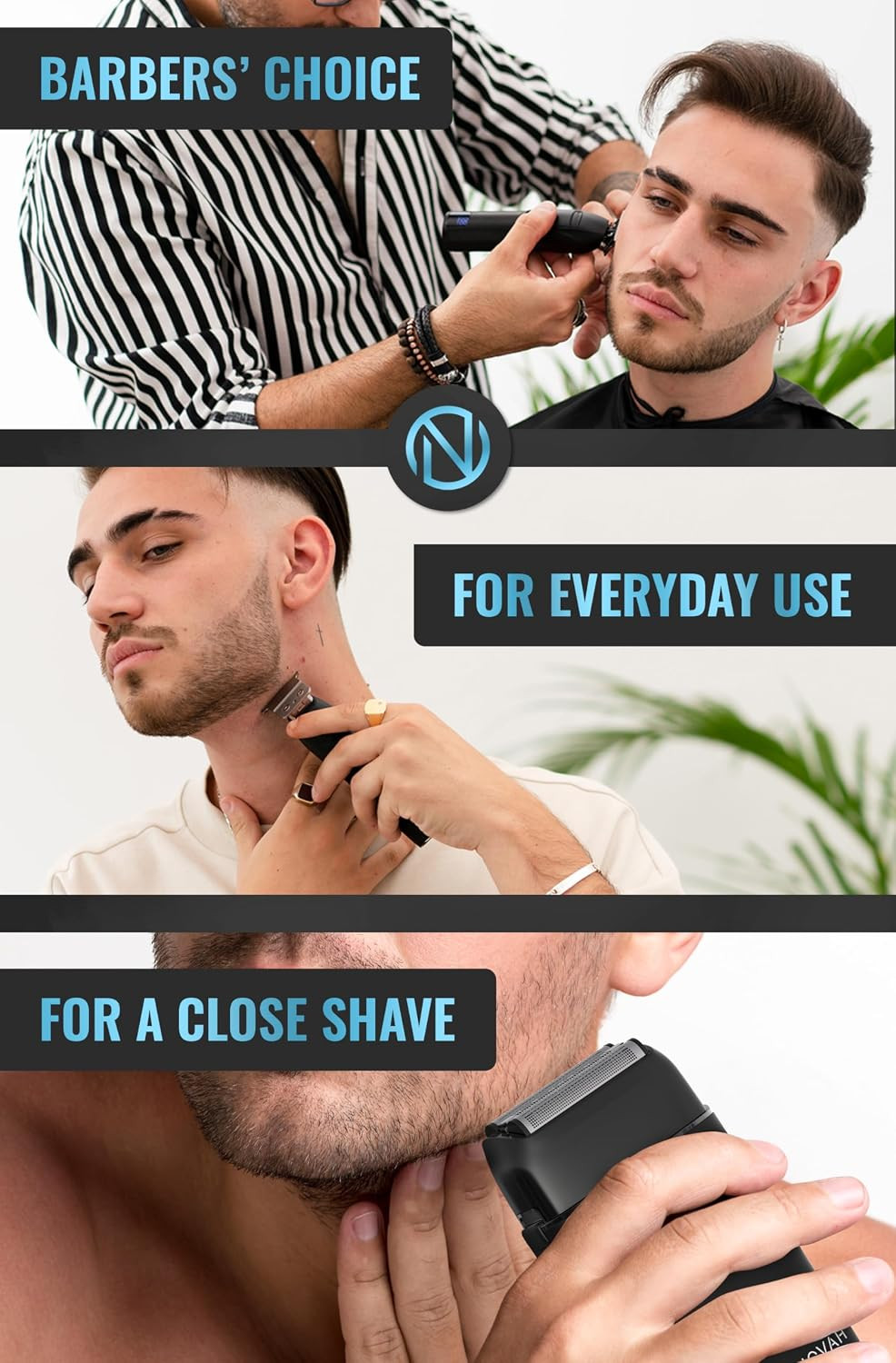 Novah Professional Barber Clippers and Trimmer Set – Foil Shaver Professional Ha
