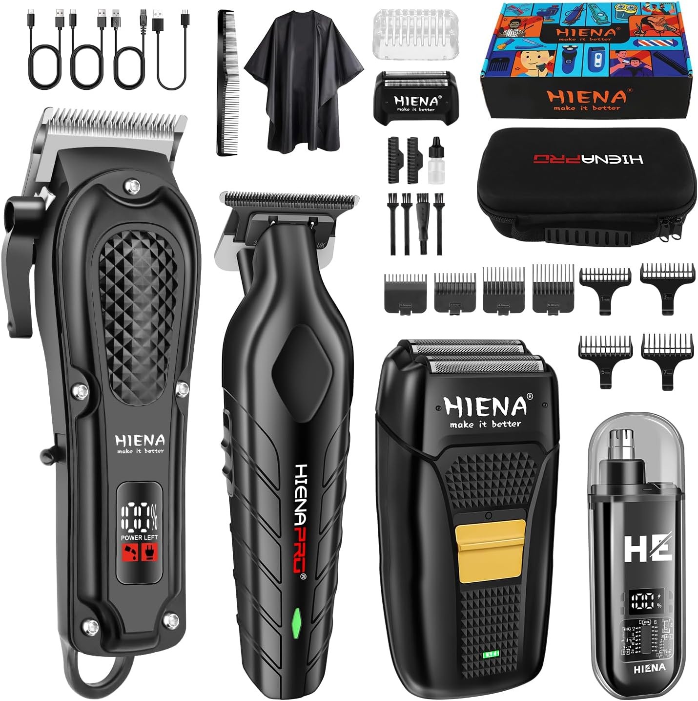 HIENA PRO Hair Clippers Set for Men, Cordless Trimmer & Shaver Kit