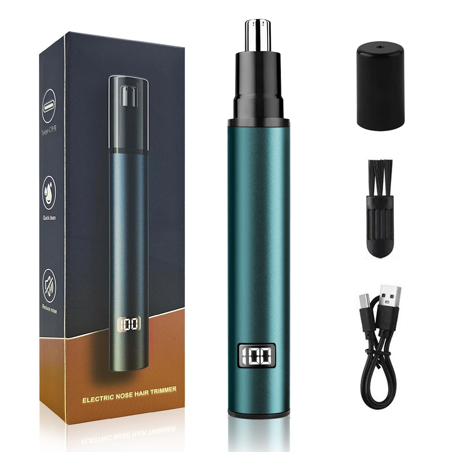 Digital Display Nose Trimmer, Washable Cutter Head, USB Charging, Men’s Grooming