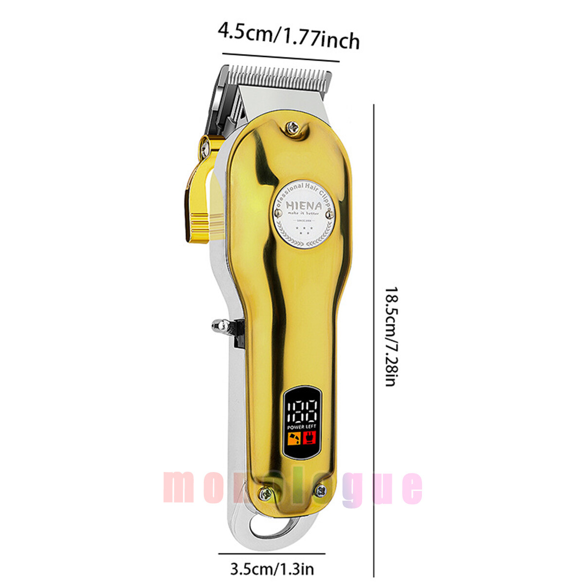All metal Barber Professional Hair Clipper Electric Cordless LCD Trimmer Silver