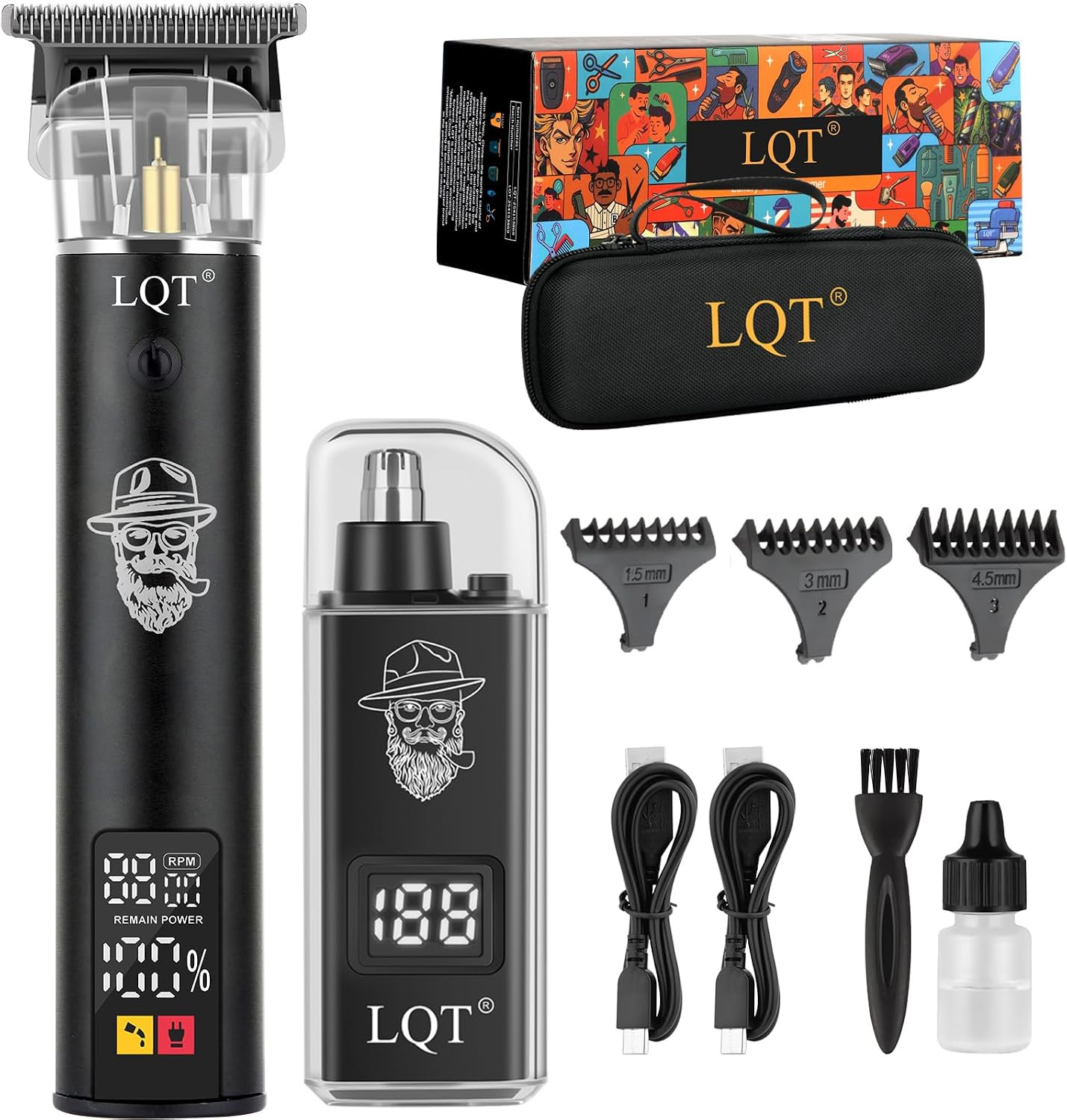 Rechargeable Beard Trimmer Kit for Mustaches, Nose Hair, and Light Detailing and