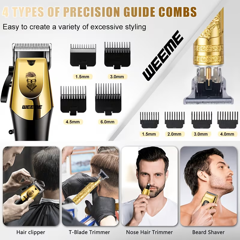 WEEME 4pcs/3pcs/2pcs Men’s Hair Clipper And Beard Trimmer